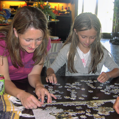 Mom and Daughter Puzzle Time