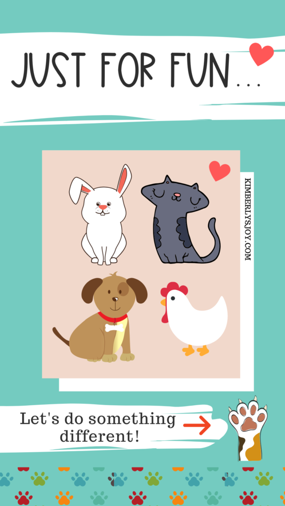 Canva Graphic created for Instagram Stories Tutorial with rabbit, cat, dog, and chicken cartoon characters.