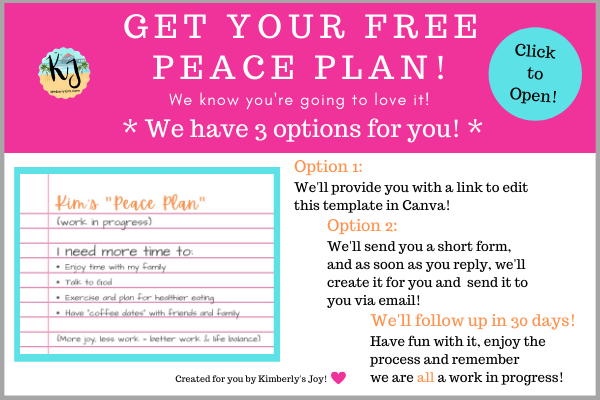 Free Peace Plan for Work and Life Balance. Canva Template.