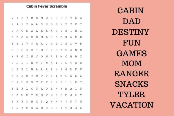Cabin Fever Create your own Word Search